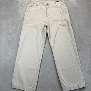 GAP Pants Women's 12 Carpenter Fit Beige Wide Leg Cotton Canvas Utility Trousers